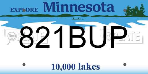 821BUP Minnesota License Plate