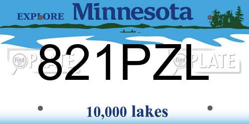 821PZL Minnesota License Plate