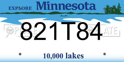 821T84 Minnesota License Plate