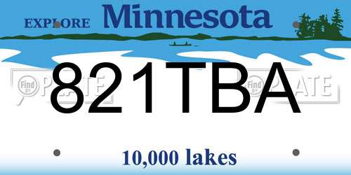 821TBA Minnesota License Plate