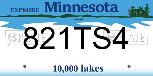 821TS4 Minnesota License Plate