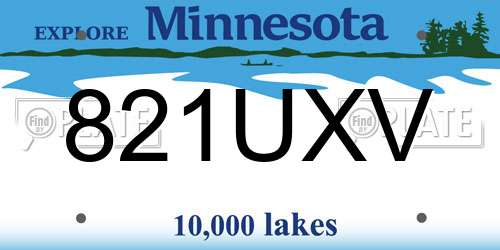 821UXV Minnesota License Plate