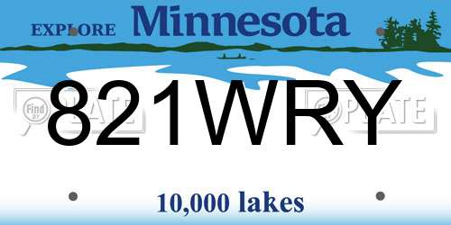 821WRY Minnesota License Plate
