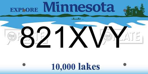 821XVY Minnesota License Plate