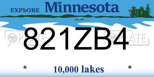 821ZB4 Minnesota License Plate