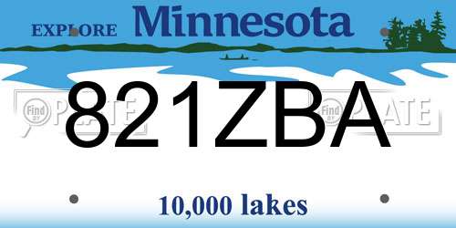 821ZBA Minnesota License Plate