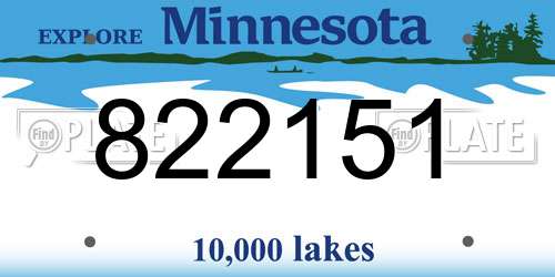 822151 Minnesota License Plate