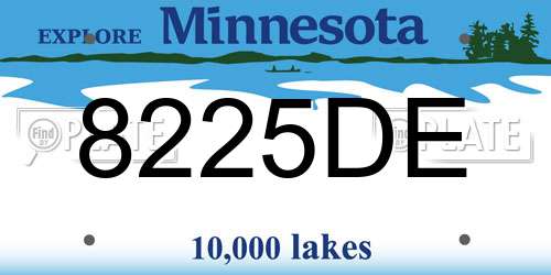 8225DE Minnesota License Plate