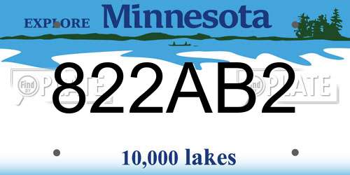822AB2 Minnesota License Plate