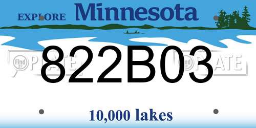 822B03 Minnesota License Plate