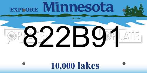822B91 Minnesota License Plate