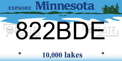 822BDE Minnesota License Plate