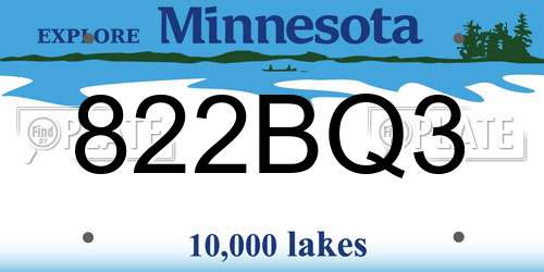 822BQ3 Minnesota License Plate