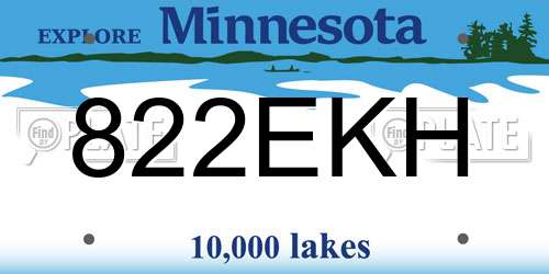 822EKH Minnesota License Plate