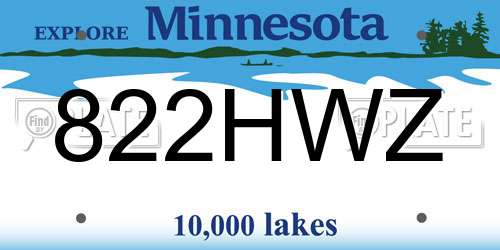 822HWZ Minnesota License Plate
