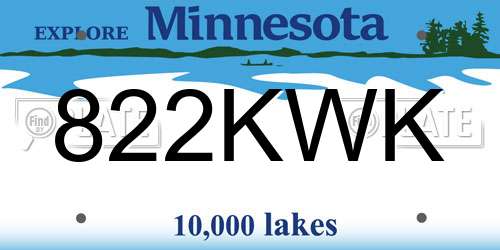 822KWK Minnesota License Plate
