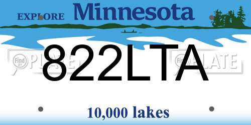 822LTA Minnesota License Plate