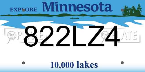 822LZ4 Minnesota License Plate