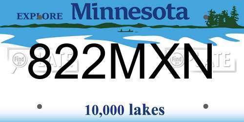 822MXN Minnesota License Plate