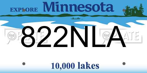822NLA Minnesota License Plate