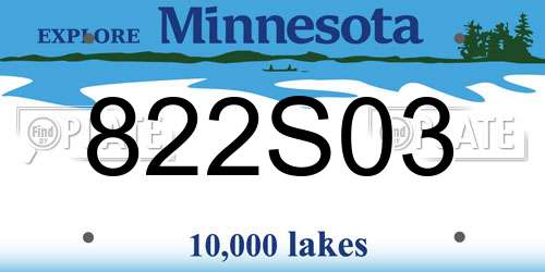 822S03 Minnesota License Plate