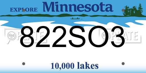 822SO3 Minnesota License Plate