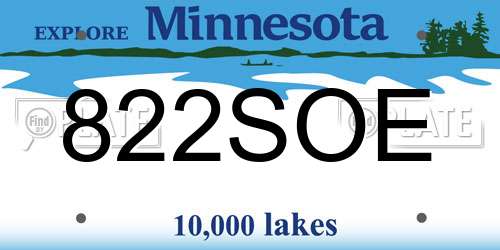 822SOE Minnesota License Plate