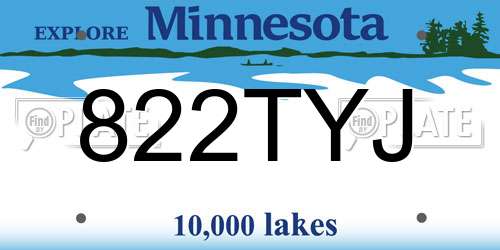 822TYJ Minnesota License Plate