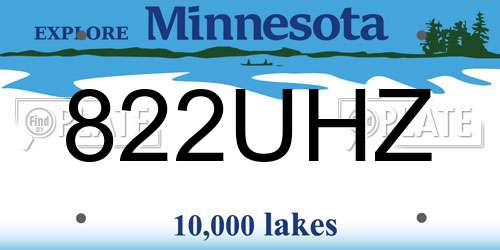 822UHZ Minnesota License Plate
