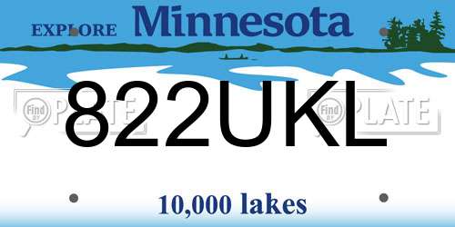 822UKL Minnesota License Plate