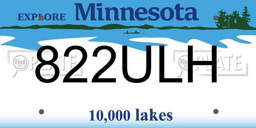 822ULH Minnesota License Plate