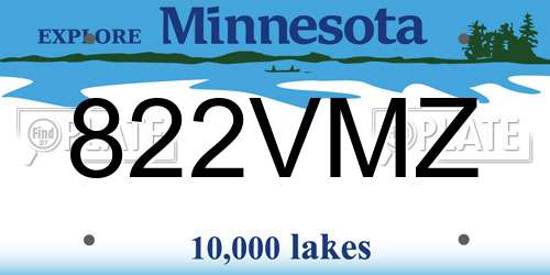 822VMZ Minnesota License Plate