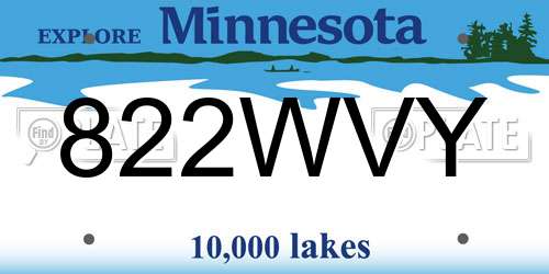 822WVY Minnesota License Plate