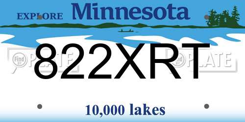822XRT Minnesota License Plate