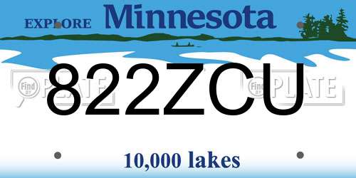 822ZCU Minnesota License Plate