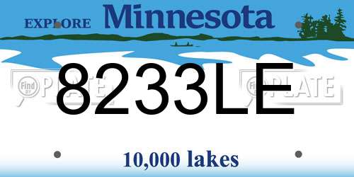 8233LE Minnesota License Plate