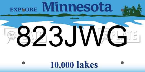 823JWG Minnesota License Plate