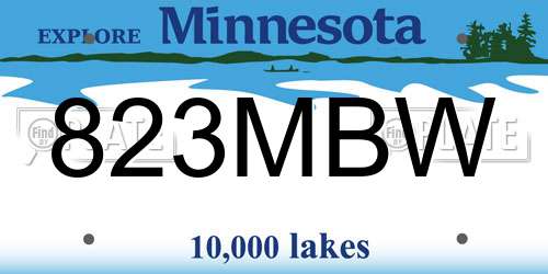 823MBW Minnesota License Plate