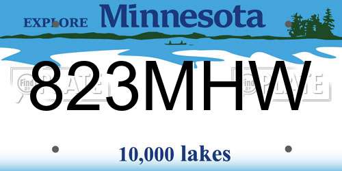 823MHW Minnesota License Plate