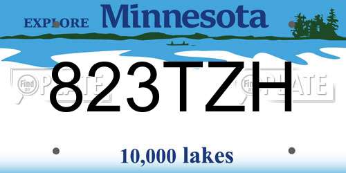 823TZH Minnesota License Plate