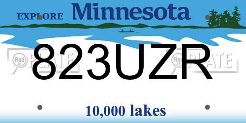 823UZR Minnesota License Plate