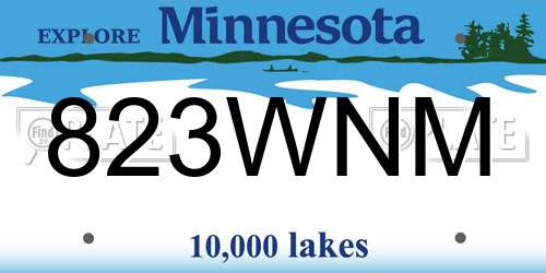 823WNM Minnesota License Plate