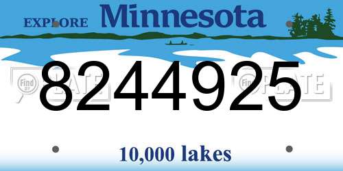 8244925 Minnesota License Plate