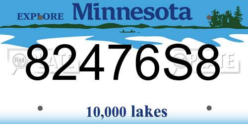 82476S8 Minnesota License Plate