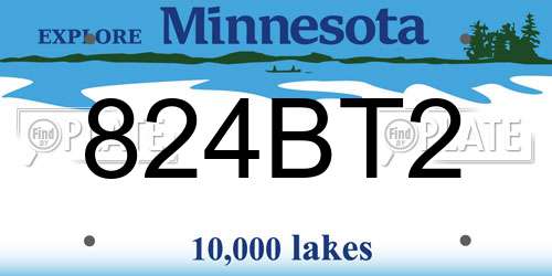 824BT2 Minnesota License Plate