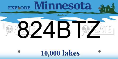 824BTZ Minnesota License Plate