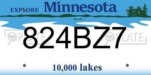 824BZ7 Minnesota License Plate