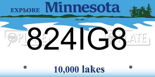 824IG8 Minnesota License Plate