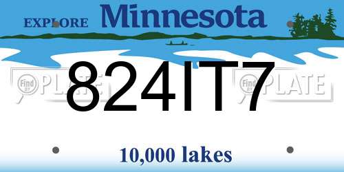 824IT7 Minnesota License Plate