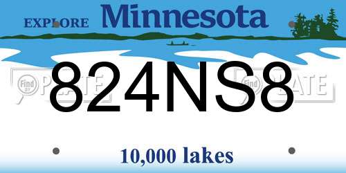 824NS8 Minnesota License Plate